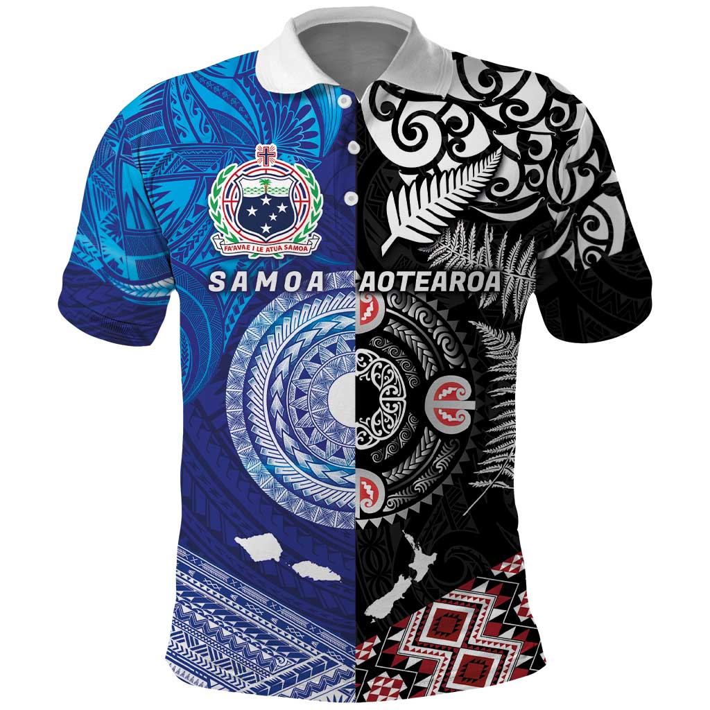 Samoa and Aotearoa Together Polo Shirt Tatau Art Tattoos-Taniko and Maori with Fern