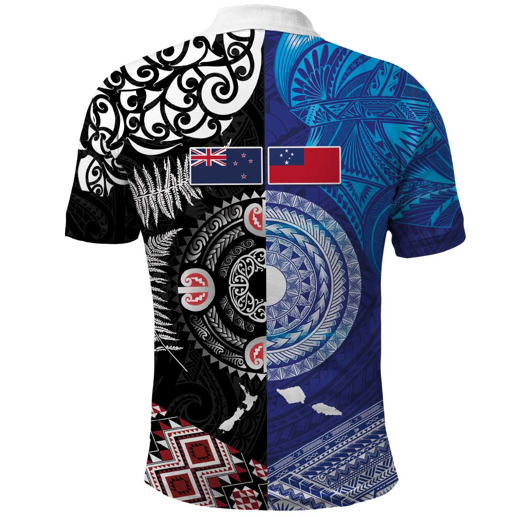 Samoa and Aotearoa Together Polo Shirt Tatau Art Tattoos-Taniko and Maori with Fern LT03 - Polynesian Pride