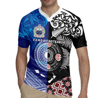 Samoa and Aotearoa Together Rugby Jersey Tatau Art Tattoos-Taniko and Maori with Fern LT03 - Polynesian Pride