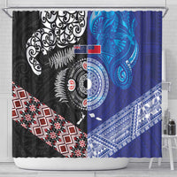 Samoa and Aotearoa Together Shower Curtain Tatau Art Tattoos-Taniko and Maori with Fern LT03 - Polynesian Pride