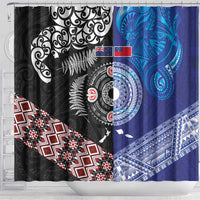 Samoa and Aotearoa Together Shower Curtain Tatau Art Tattoos-Taniko and Maori with Fern LT03 - Polynesian Pride