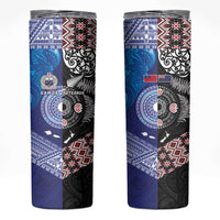 Samoa and Aotearoa Together Skinny Tumbler Tatau Art Tattoos-Taniko and Maori with Fern LT03 Black - Polynesian Pride