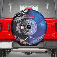 Samoa and Aotearoa Together Spare Tire Cover Tatau Art Tattoos-Taniko and Maori with Fern LT03 - Polynesian Pride