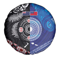 Samoa and Aotearoa Together Spare Tire Cover Tatau Art Tattoos-Taniko and Maori with Fern LT03 - Polynesian Pride