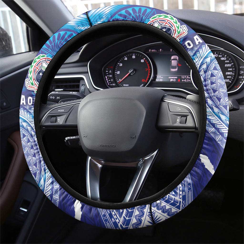 Samoa and Aotearoa Together Steering Wheel Cover Tatau Art Tattoos-Taniko and Maori with Fern LT03 - Polynesian Pride