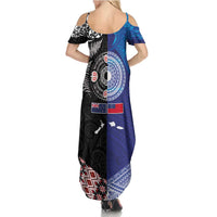 Samoa and Aotearoa Together Summer Maxi Dress Tatau Art Tattoos-Taniko and Maori with Fern LT03 - Polynesian Pride