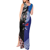 Samoa and Aotearoa Together Tank Maxi Dress Tatau Art Tattoos-Taniko and Maori with Fern LT03 - Polynesian Pride
