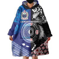 Samoa and Aotearoa Together Wearable Blanket Hoodie Tatau Art Tattoos-Taniko and Maori with Fern LT03 - Polynesian Pride