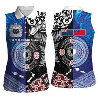 Samoa and Aotearoa Together Women Sleeveless Polo Shirt Tatau Art Tattoos-Taniko and Maori with Fern LT03 - Polynesian Pride