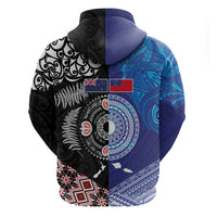 Samoa and Aotearoa Together Zip Hoodie Tatau Art Tattoos-Taniko and Maori with Fern LT03 - Polynesian Pride