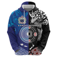 Samoa and Aotearoa Together Zip Hoodie Tatau Art Tattoos-Taniko and Maori with Fern LT03 - Polynesian Pride