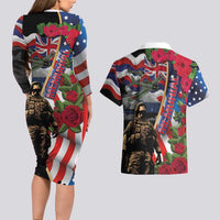 Hawaii and United States Memorial Day Couples Matching Long Sleeve Bodycon Dress and Hawaiian Shirt Honor and Remember The Fallen LT03 - Polynesian Pride