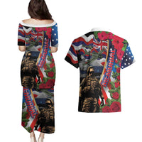 Hawaii and United States Memorial Day Couples Matching Puletasi and Hawaiian Shirt Honor and Remember The Fallen LT03 - Polynesian Pride