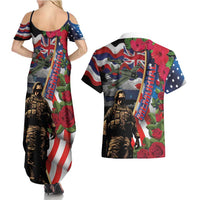 Hawaii and United States Memorial Day Couples Matching Summer Maxi Dress and Hawaiian Shirt Honor and Remember The Fallen LT03 - Polynesian Pride