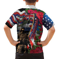 Hawaii and United States Memorial Day Family Matching Long Sleeve Bodycon Dress and Hawaiian Shirt Honor and Remember The Fallen LT03 - Polynesian Pride