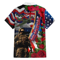 Hawaii and United States Memorial Day Family Matching Off The Shoulder Long Sleeve Dress and Hawaiian Shirt Honor and Remember The Fallen LT03 - Polynesian Pride