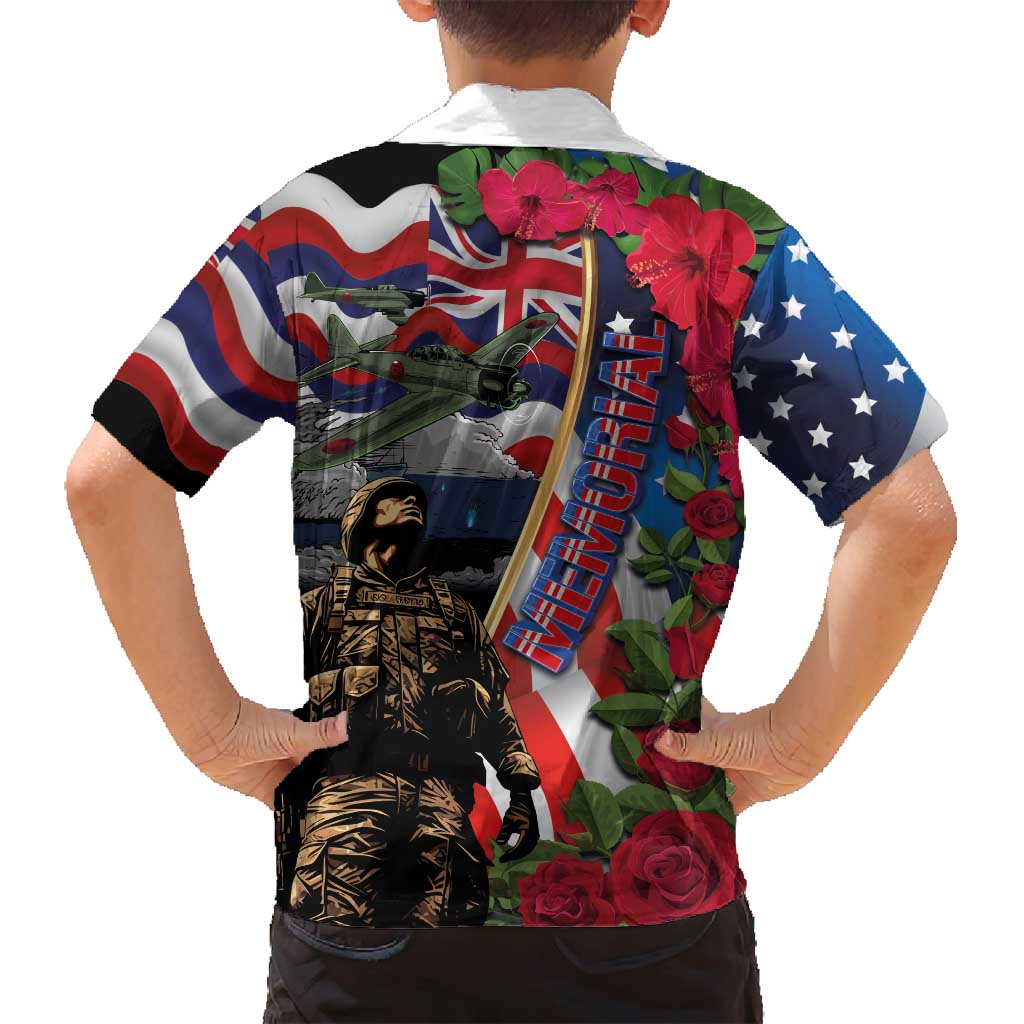 Hawaii and United States Memorial Day Family Matching Off Shoulder Maxi Dress and Hawaiian Shirt Honor and Remember The Fallen LT03 - Polynesian Pride