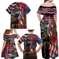 Hawaii and United States Memorial Day Family Matching Off Shoulder Maxi Dress and Hawaiian Shirt Honor and Remember The Fallen LT03 - Polynesian Pride