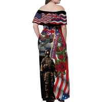Hawaii and United States Memorial Day Family Matching Off Shoulder Maxi Dress and Hawaiian Shirt Honor and Remember The Fallen LT03 - Polynesian Pride