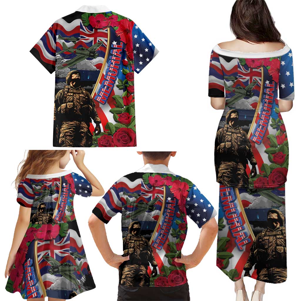 Hawaii and United States Memorial Day Family Matching Puletasi and Hawaiian Shirt Honor and Remember The Fallen LT03 - Polynesian Pride