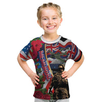 Hawaii and United States Memorial Day Kid T Shirt Honor and Remember The Fallen LT03 Blue - Polynesian Pride