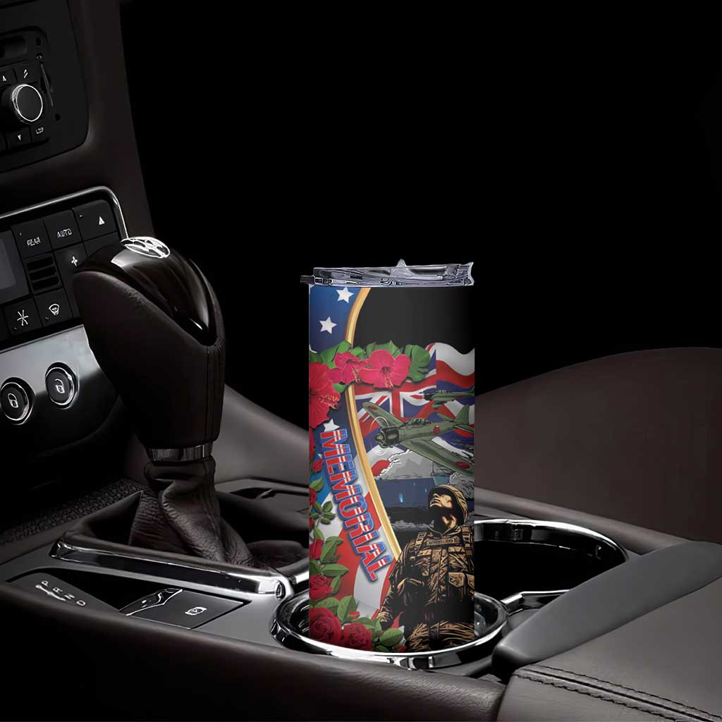 Hawaii and United States Memorial Day Skinny Tumbler -Honor and Remember The Fallen LT03 - Polynesian Pride