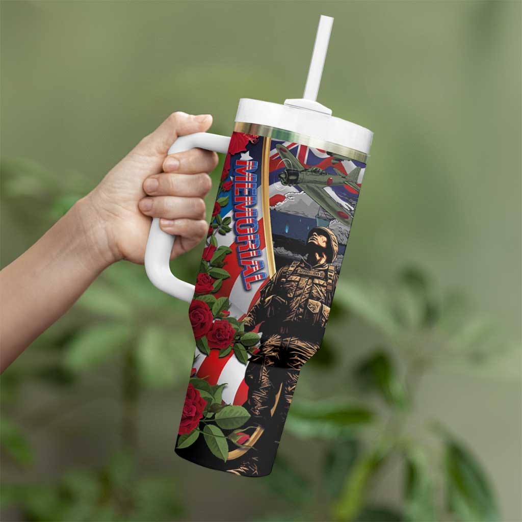 Hawaii and United States Memorial Day Tumbler With Handle -Honor and Remember The Fallen