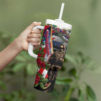 Hawaii and United States Memorial Day Tumbler With Handle -Honor and Remember The Fallen