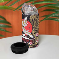 Japanese Culture and Hawaiian Tribal 4 in 1 Can Cooler Tumbler Sakura Blossom Tapa Pattern LT03 - Polynesian Pride