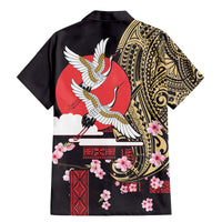 Japanese Culture and Hawaiian Tribal Family Matching Mermaid Dress and Hawaiian Shirt Sakura Blossom Tapa Pattern LT03 - Polynesian Pride