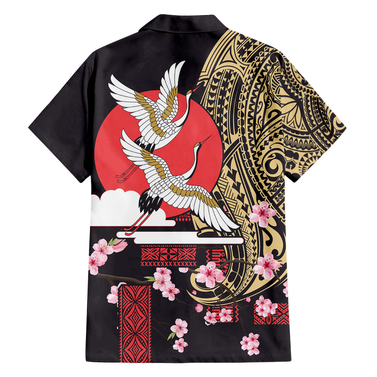 Japanese Culture and Hawaiian Tribal Family Matching Puletasi and Hawaiian Shirt Sakura Blossom Tapa Pattern LT03 - Polynesian Pride