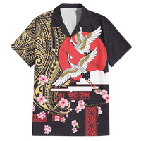 Japanese Culture and Hawaiian Tribal Hawaiian Shirt Sakura Blossom Tapa Pattern