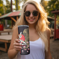 Japanese Culture and Hawaiian Tribal Skinny Tumbler Sakura Blossom Tapa Pattern LT03 - Polynesian Pride