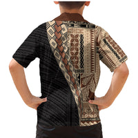 Samoa Siapo Motif Half Style Family Matching Mermaid Dress and Hawaiian Shirt Brown Version LT03 - Polynesian Pride