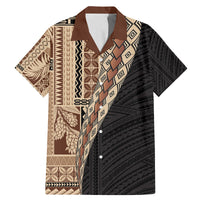 Samoa Siapo Motif Half Style Family Matching Mermaid Dress and Hawaiian Shirt Brown Version LT03 Dad's Shirt - Short Sleeve Brown - Polynesian Pride