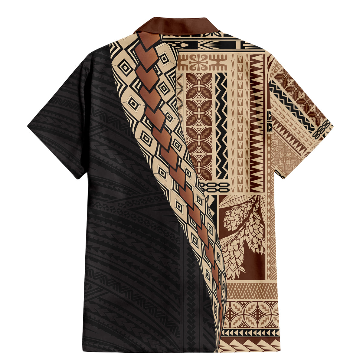 Samoa Siapo Motif Half Style Family Matching Mermaid Dress and Hawaiian Shirt Brown Version LT03 - Polynesian Pride