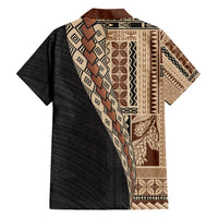 Samoa Siapo Motif Half Style Family Matching Short Sleeve Bodycon Dress and Hawaiian Shirt Brown Version LT03 - Polynesian Pride