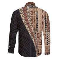 Samoa Siapo Motif Half Style Family Matching Short Sleeve Bodycon Dress and Hawaiian Shirt Brown Version LT03 - Polynesian Pride