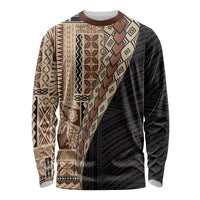 Samoa Siapo Motif Half Style Long Sleeve Shirt Brown Version
