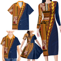 Samoa Siapo Motif Half Style Family Matching Long Sleeve Bodycon Dress and Hawaiian Shirt Colorful Version LT03 - Polynesian Pride