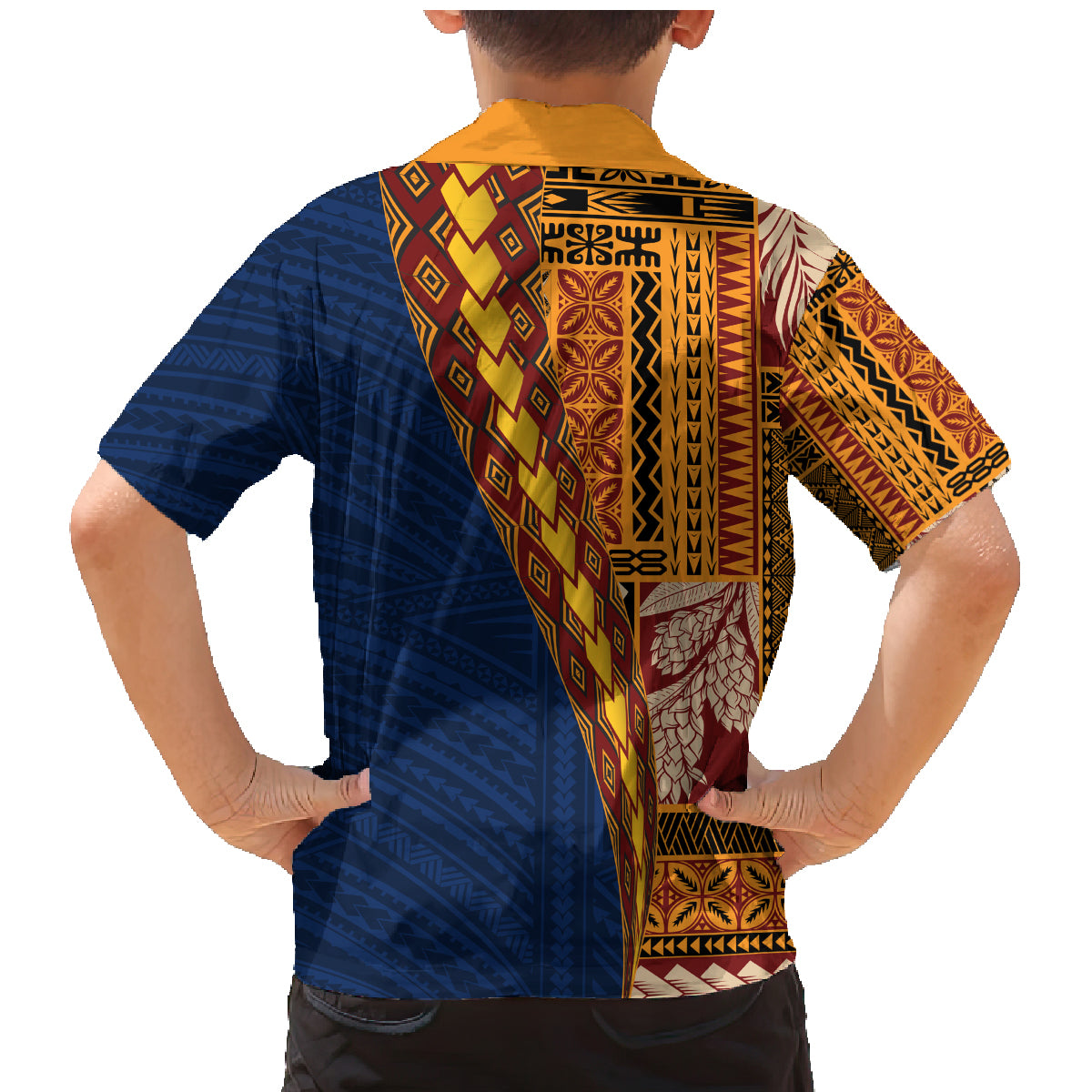 Samoa Siapo Motif Half Style Family Matching Mermaid Dress and Hawaiian Shirt Colorful Version LT03 - Polynesian Pride