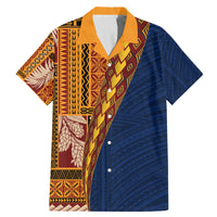 Samoa Siapo Motif Half Style Family Matching Mermaid Dress and Hawaiian Shirt Colorful Version LT03 Dad's Shirt - Short Sleeve Yellow - Polynesian Pride
