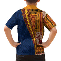 Samoa Siapo Motif Half Style Family Matching Off Shoulder Maxi Dress and Hawaiian Shirt Colorful Version LT03 - Polynesian Pride