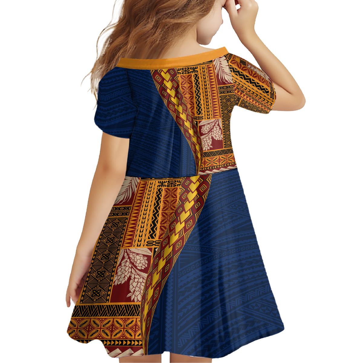 Samoa Siapo Motif Half Style Family Matching Short Sleeve Bodycon Dress and Hawaiian Shirt Colorful Version LT03 - Polynesian Pride