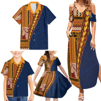 Samoa Siapo Motif Half Style Family Matching Summer Maxi Dress and Hawaiian Shirt Colorful Version LT03 - Polynesian Pride