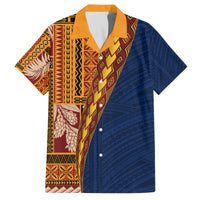 Samoa Siapo Motif Half Style Family Matching Summer Maxi Dress and Hawaiian Shirt Colorful Version LT03 Dad's Shirt - Short Sleeve Yellow - Polynesian Pride