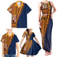 Samoa Siapo Motif Half Style Family Matching Tank Maxi Dress and Hawaiian Shirt Colorful Version LT03 - Polynesian Pride
