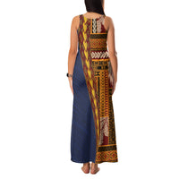 Samoa Siapo Motif Half Style Family Matching Tank Maxi Dress and Hawaiian Shirt Colorful Version LT03 - Polynesian Pride