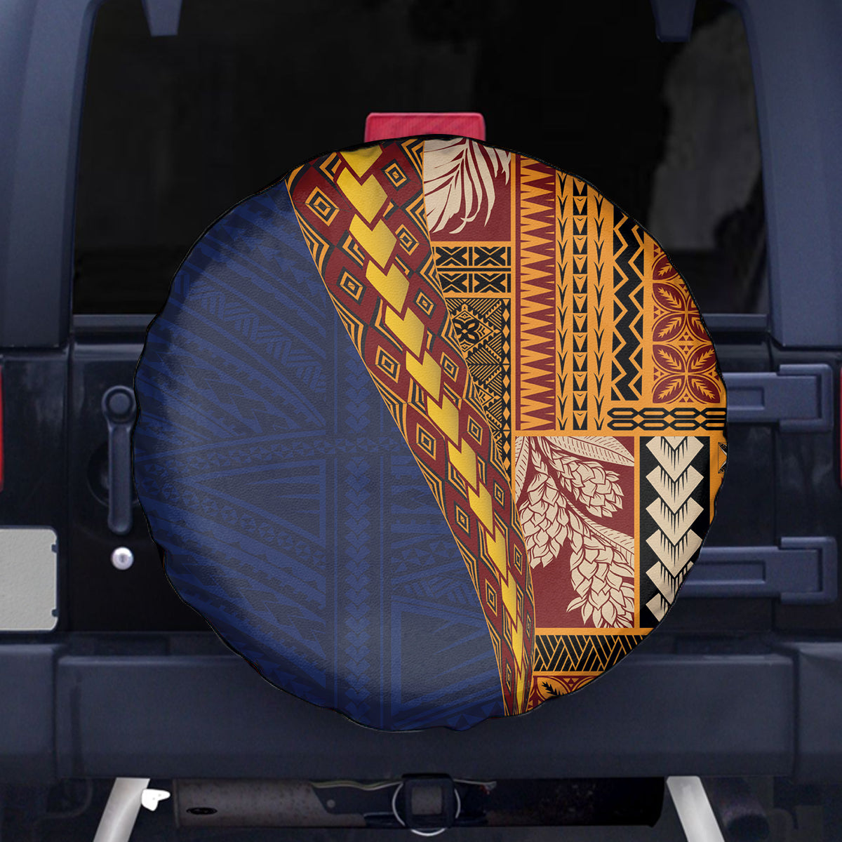 Samoa Siapo Motif Half Style Spare Tire Cover Colorful Version LT03 - Polynesian Pride