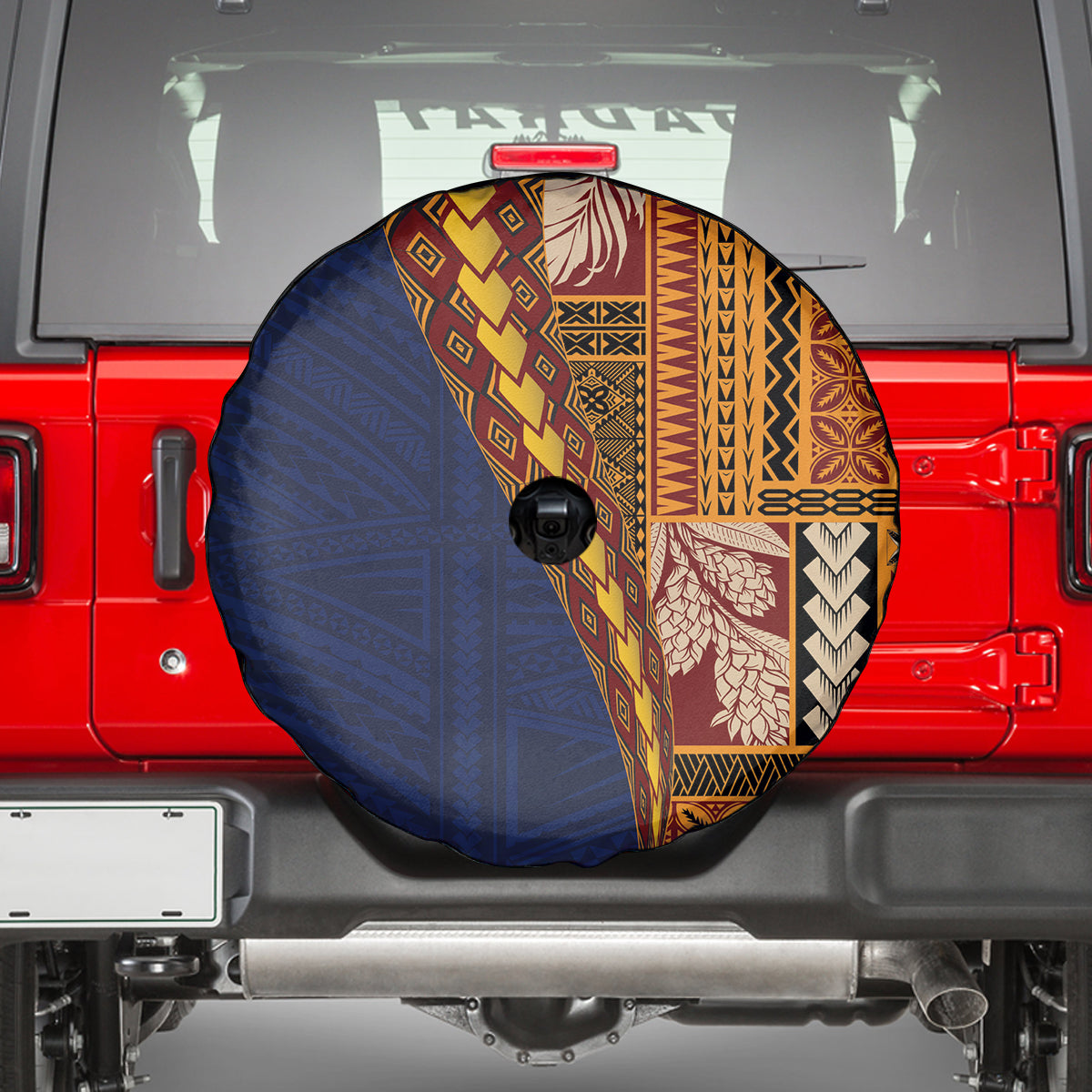 Samoa Siapo Motif Half Style Spare Tire Cover Colorful Version LT03 - Polynesian Pride